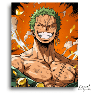 Smiling Green-Haired Warrior - Paint by Numbers Kit