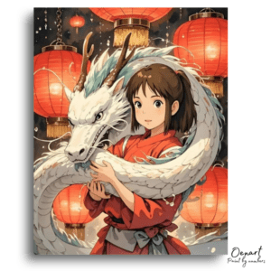Spirit Girl and White Dragon - Paint by Numbers Kit