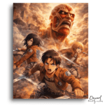 Three Heroes Confronting Giant Threat - Paint by Numbers Kit