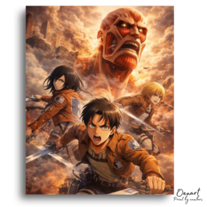 Three Heroes Confronting Giant Threat - Paint by Numbers Kit