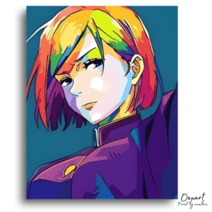 Vibrant Anime Girl in Uniform - Paint by Numbers Kit