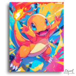 Vibrant Fire Lizard on Abstract Background - Paint by Numbers Kit