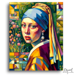 Vibrant Geometric Pearl Girl - Paint by Numbers Kit