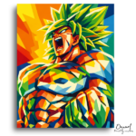Vibrant Green-Haired Warrior Screaming - Paint by Numbers Kit