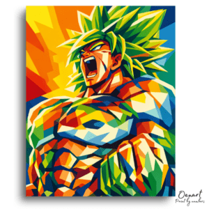 Vibrant Green-Haired Warrior Screaming - Paint by Numbers Kit