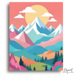 Vibrant Mountain Sunset Landscape - Paint by Numbers Kit
