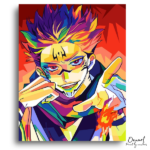 Vibrant Sorcerer with Fiery Hand - Paint by Numbers Kit