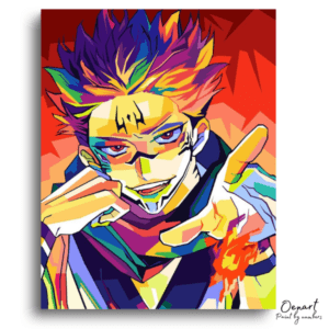 Vibrant Sorcerer with Fiery Hand - Paint by Numbers Kit