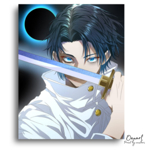 Blue-Eyed Swordsman Under Eclipse - Paint by Numbers Kit