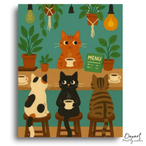 Cozy Cats Cafe Gathering - Paint by Numbers Kit