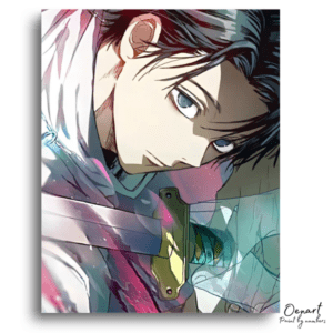 Dark-Haired Swordsman in Action - Paint by Numbers Kit