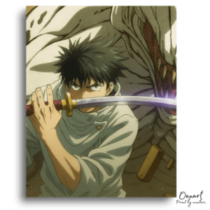 Determined Warrior with Glowing Blade - Paint by Numbers Kit