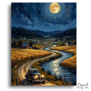 Moonlit Valley Drive - Paint by Numbers Kit