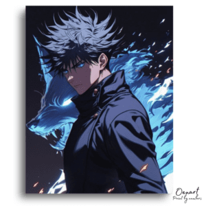 Mysterious Figure with Spirit Wolf - Paint by Numbers Kit