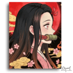 Pink-Eyed Maiden with Bamboo - Paint by Numbers Kit