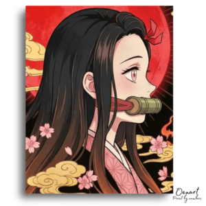 Pink-Eyed Maiden with Bamboo - Paint by Numbers Kit