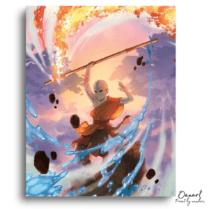 Powerful Element Bender Amidst Sunset - Paint by Numbers Kit