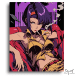 Purple-Haired Smoker with Gun - Paint by Numbers Kit
