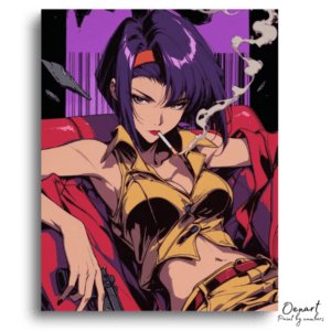 Purple-Haired Smoker with Gun - Paint by Numbers Kit