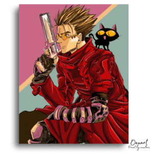 Red-Coated Gunslinger with Cat - Paint by Numbers Kit