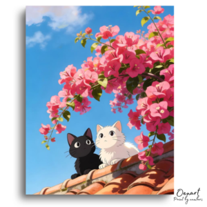 Rooftop Bloom Cats - Paint by Numbers Kit
