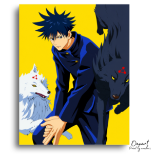 Serious Young Man and Wolves - Paint by Numbers Kit