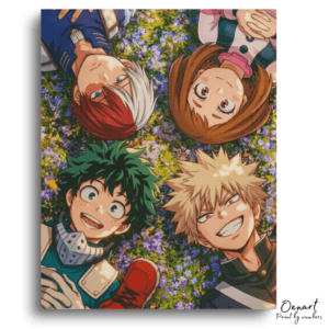 Smiling Friends in Flowery Field - Paint by Numbers Kit