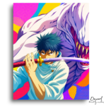 Swordsman Battles Giant Monster - Paint by Numbers Kit