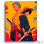 Two Swordsmen on Yellow - Paint by Numbers Kit