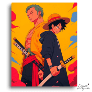 Two Swordsmen on Yellow - Paint by Numbers Kit