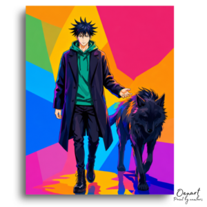 Vibrant Man and Loyal Wolf - Paint by Numbers Kit