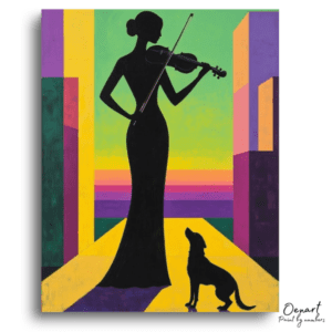 Vibrant Serenade with Dog - Paint by Numbers Kit