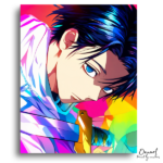 Vibrant Swordsman with Blue Eyes - Paint by Numbers Kit