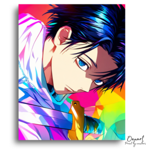 Vibrant Swordsman with Blue Eyes - Paint by Numbers Kit