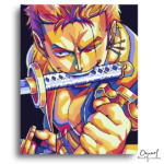 Vibrant Warrior with Katana - Paint by Numbers Kit
