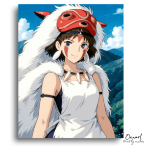 White Wolf Mask Forest Girl - Paint by Numbers Kit