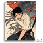 Young Warrior Confronts Red Demon - Paint by Numbers Kit