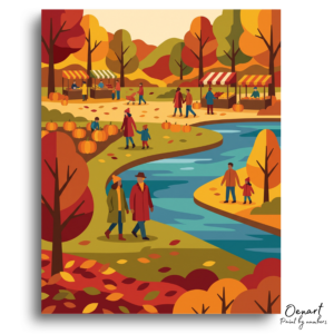 Autumn Festival Riverside Stroll - Paint by Numbers Kit