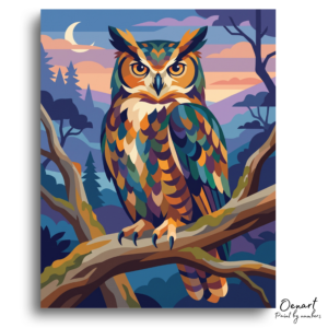 Colorful Owl in Moonlight - Paint by Numbers Kit
