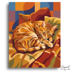 Cozy Orange Tabby Slumber - Paint by Numbers Kit