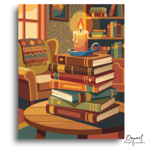 Cozy Reading Nook with Candlelight - Paint by Numbers Kit