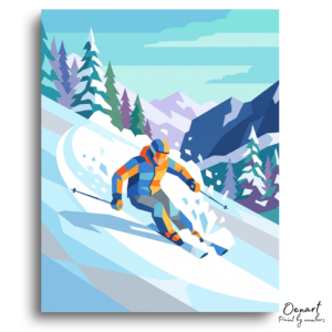 Dynamic Skier Winter Fun - Paint by Numbers Kit