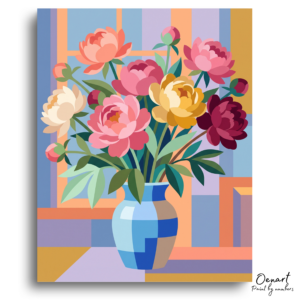 Geometric Peony Still Life - Paint by Numbers Kit