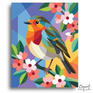Geometric Robin's Spring Bloom - Paint by Numbers Kit
