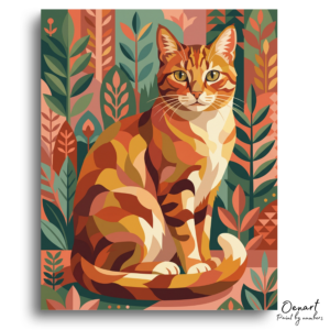 Geometric Tabby Cat Garden - Paint by Numbers Kit