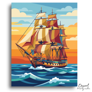 Grand Ship's Journey at Sunset - Paint by Numbers Kit