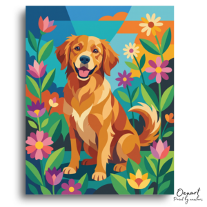 Happy Golden Retriever Garden - Paint by Numbers Kit