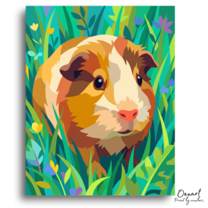 Happy Guinea Pig in Meadow - Paint by Numbers Kit