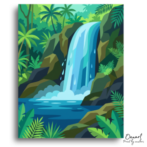 Jungle Waterfall Serenity - Paint by Numbers Kit