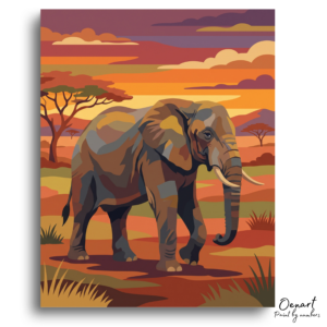Majestic Elephant Sunset Safari - Paint by Numbers Kit